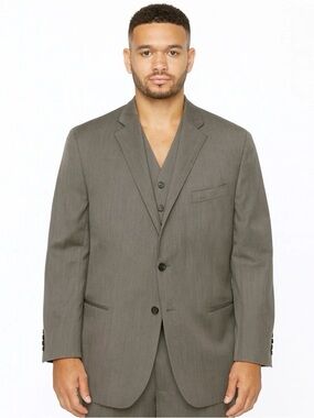 STAFFORD 2 Piece Super 100’s Wool Jacket and Vest Charcoal Striped Size 48S